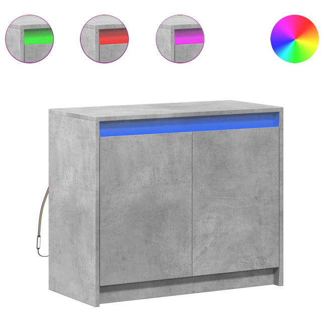 Credenza con LED Grigio Cemento 72x34x61 cm Legno Multistrato