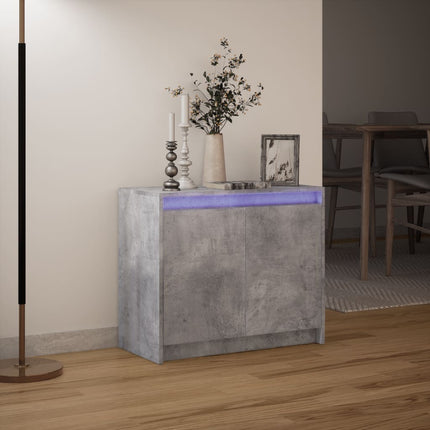 Credenza con LED Grigio Cemento 72x34x61 cm Legno Multistrato