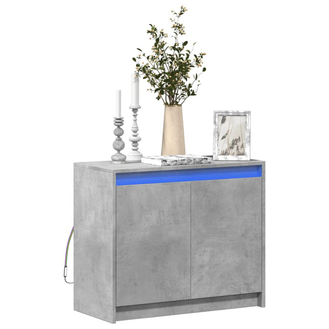 Credenza con LED Grigio Cemento 72x34x61 cm Legno Multistrato