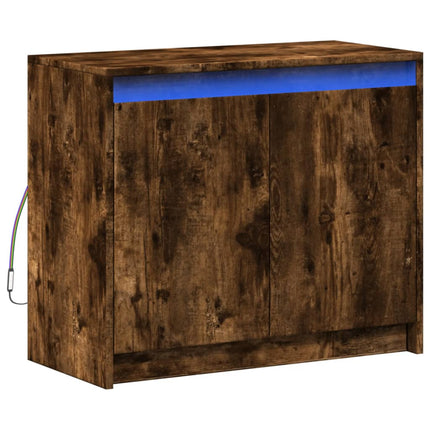 Credenza con LED Rovere Fumo 72x34x61 cm in Legno Multistrato