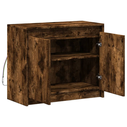 Credenza con LED Rovere Fumo 72x34x61 cm in Legno Multistrato