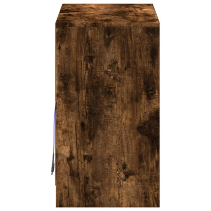 Credenza con LED Rovere Fumo 72x34x61 cm in Legno Multistrato