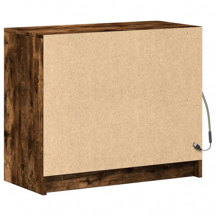 Credenza con LED Rovere Fumo 72x34x61 cm in Legno Multistrato