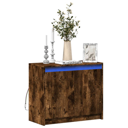 Credenza con LED Rovere Fumo 72x34x61 cm in Legno Multistrato