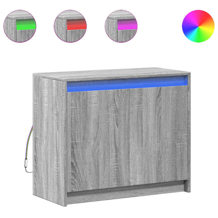 Credenza con LED Grigio Sonoma 72x34x61 cm in Legno Multistrato