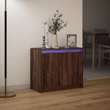 Credenza con LED Rovere Marrone 72x34x61 cm Legno Multistrato
