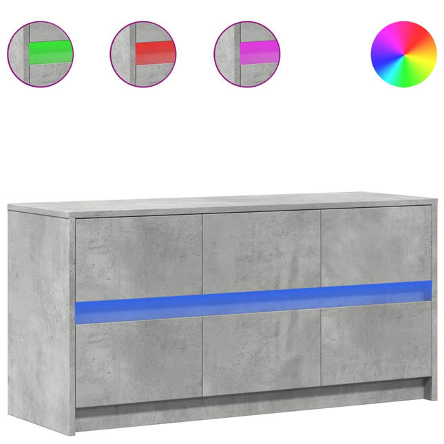 Mobile Porta TV con LED Grigio Cemento 100x34x50 cm Truciolato