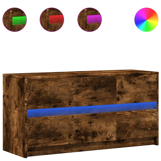 Mobile Porta TV con LED Rovere Fumo 100x34x50 cm in Truciolato