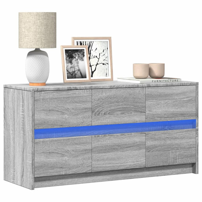 Mobile Porta TV con LED Grigio Sonoma 100x34x50cm in Truciolato