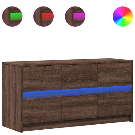 Mobile Porta TV con LED Rovere Marrone 100x34x50 cm Truciolato