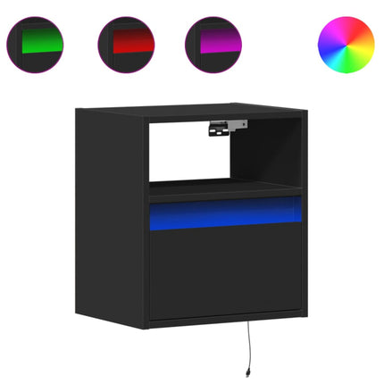 Mobile TV a Parete con Luci LED Nero 41x31x45 cm