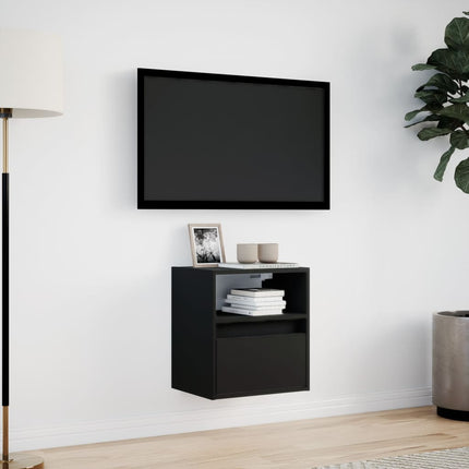 Mobile TV a Parete con Luci LED Nero 41x31x45 cm
