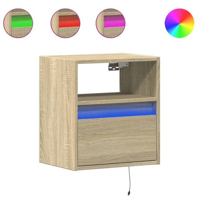 Mobile TV a Parete con Luci LED Rovere Sonoma 41x31x45 cm