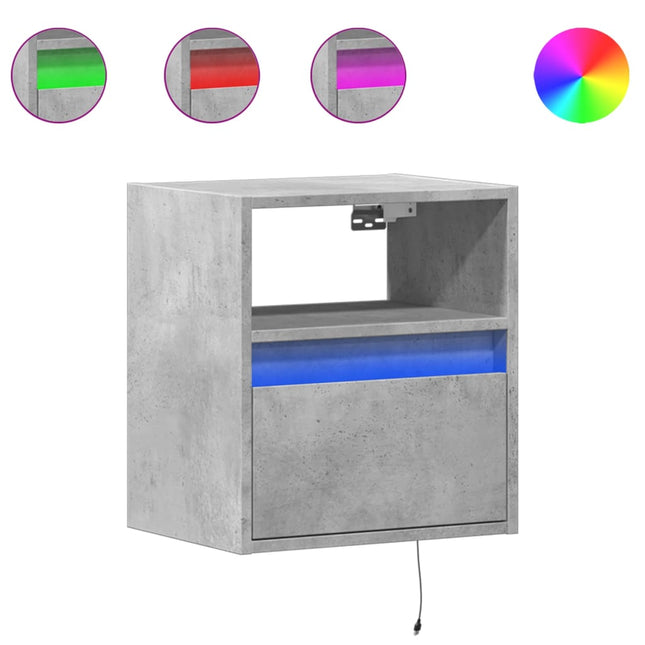Mobili TV a Parete con Luci LED 2pz Grigio Cemento 41x31x45 cm