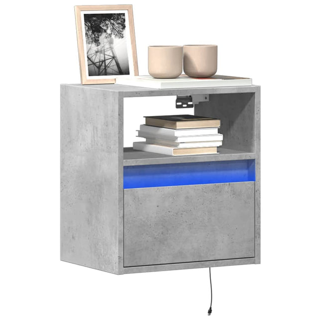 Mobili TV a Parete con Luci LED 2pz Grigio Cemento 41x31x45 cm