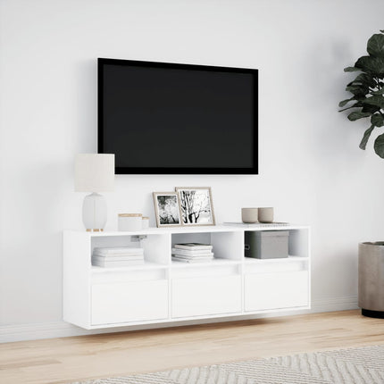 Mobile TV a Parete con Luci LED Bianco 130x31x45 cm