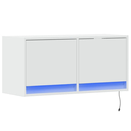 Mobile TV a Parete con Luci LED Bianco 80x31x35 cm