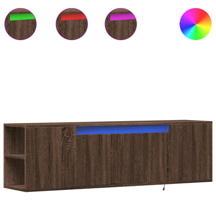 Mobile TV a Parete con Luci LED Rovere Marrone 135x31x39,5 cm