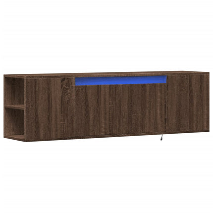 Mobile TV a Parete con Luci LED Rovere Marrone 135x31x39,5 cm