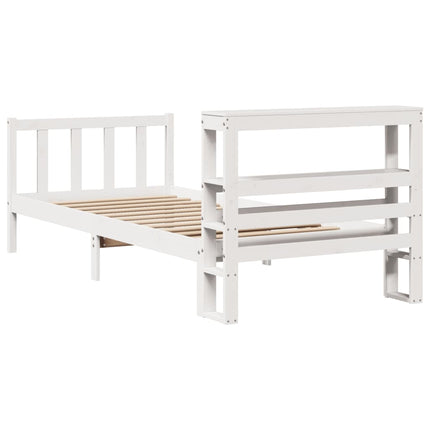 Letto senza Materasso Bianco 75x190 in Legno Massello di Pino