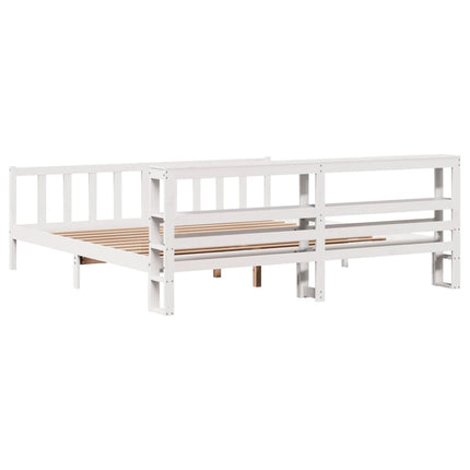 Giroletto senza Materasso Bianco 200x200 cm Legno Massello Pino