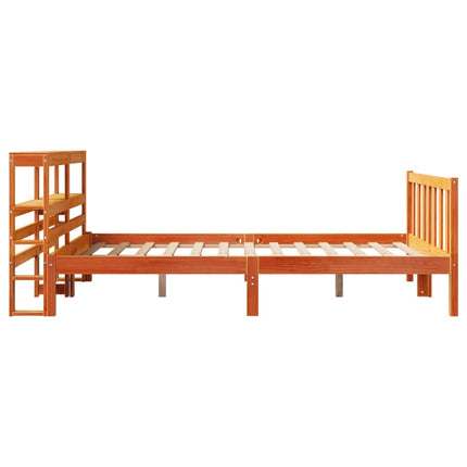 Giroletto con Testiera Marrone Cera 135x190 cm Massello Pino