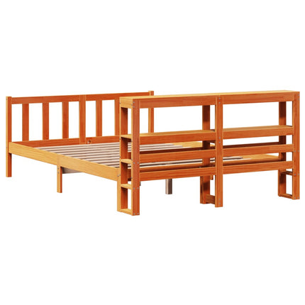 Giroletto con Testiera Marrone Cera 160x200 cm Massello Pino