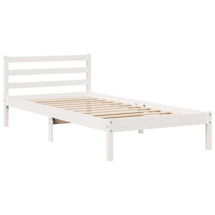 Letto senza Materasso Bianco 75x190 in Legno Massello di Pino