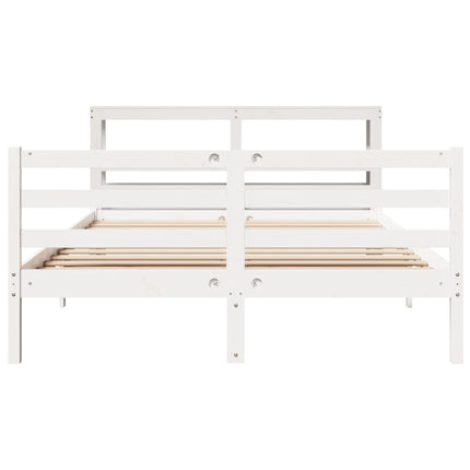 Letto senza Materasso Bianco 135x190 cm Legno Massello di Pino