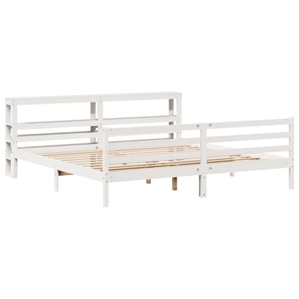 Giroletto senza Materasso Bianco 200x200 cm Legno Massello Pino