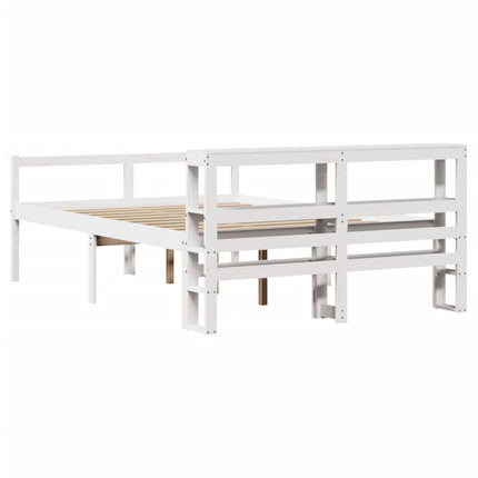 Letto Anziani con Testiera Bianco 135x190cm Legno Massello Pino