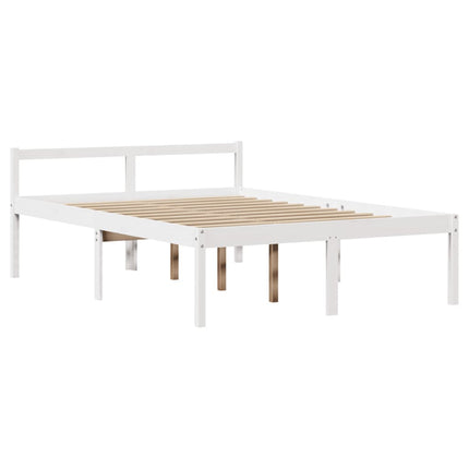 Letto Anziani con Testiera Bianco 135x190cm Legno Massello Pino