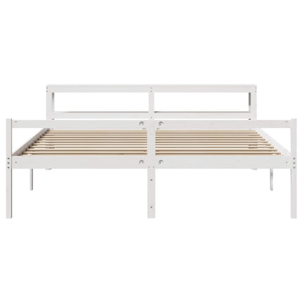 Letto Anziani con Testiera Bianco 180x200cm Legno Massello Pino