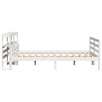 Giroletto con Testiera Bianco 135x190 cm Legno Massello di Pino