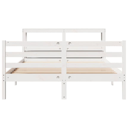 Giroletto con Testiera Bianco 150x200 cm Legno Massello di Pino