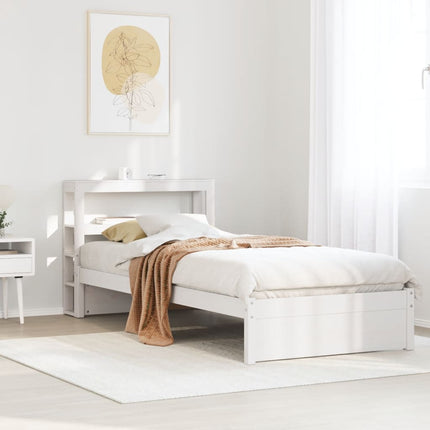 Giroletto con Testiera Bianco 75x190 cm Legno Massello di Pino