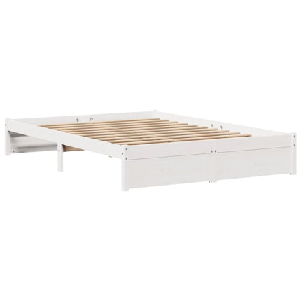 Giroletto con Testiera Bianco 135x190 cm Legno Massello di Pino