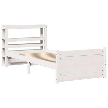 Giroletto con Testiera Bianco 75x190 cm Legno Massello di Pino