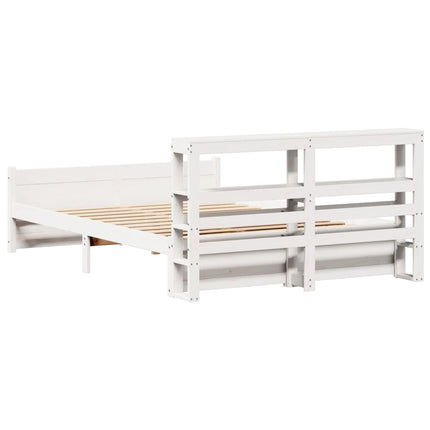 Giroletto con Testiera Bianco 150x200 cm Legno Massello di Pino