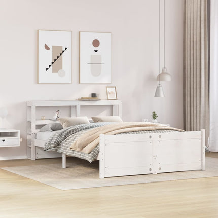 Giroletto con Testiera Bianco 150x200 cm Legno Massello di Pino