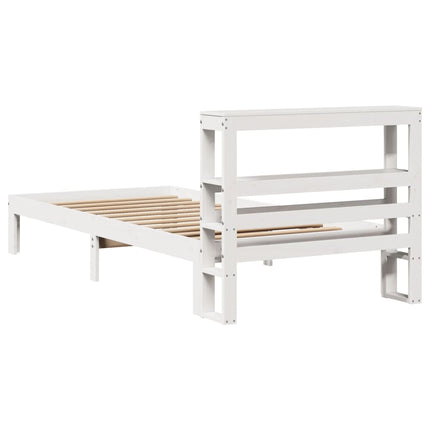 Giroletto con Testiera Bianco 75x190 cm Legno Massello di Pino