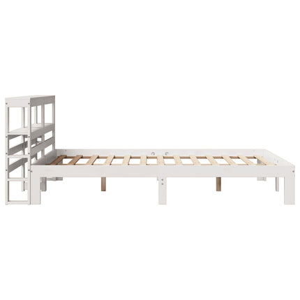 Giroletto con Testiera Bianco 135x190 cm Legno Massello di Pino