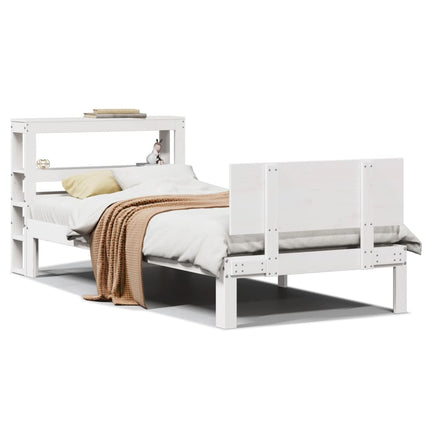 Giroletto con Testiera Bianco 75x190 cm Legno Massello di Pino