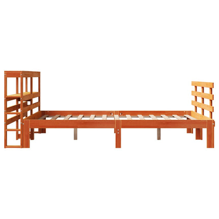 Giroletto con Testiera Marrone Cera 135x190 cm Massello Pino