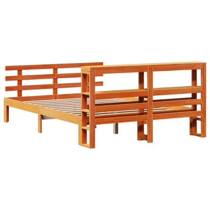 Giroletto con Testiera Marrone Cera 135x190 cm Massello Pino