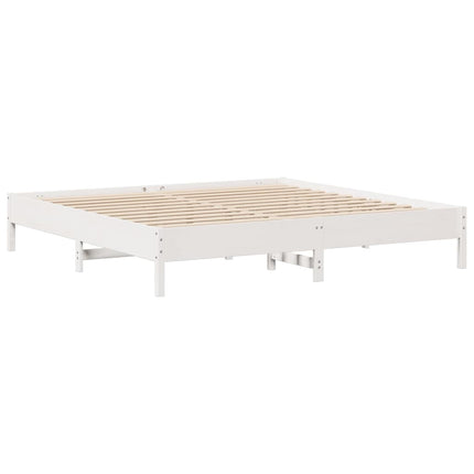 Giroletto senza Materasso Bianco 200x200 cm Legno Massello Pino