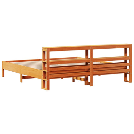 Letto senza Materasso Marrone Cera 200x200 cm in Legno di Pino