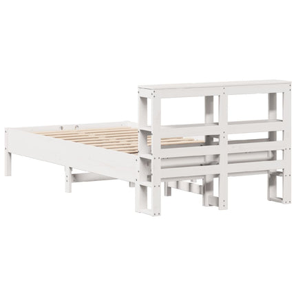Letto senza Materasso Bianco 75x190 in Legno Massello di Pino