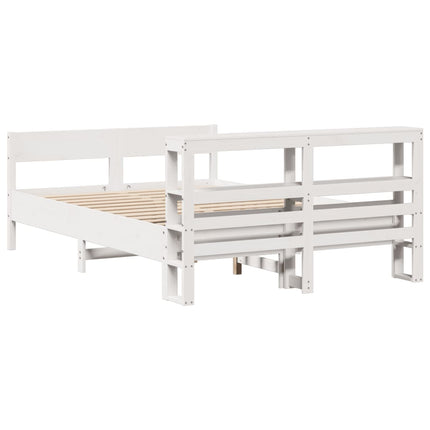 Letto senza Materasso Bianco 135x190 cm Legno Massello di Pino