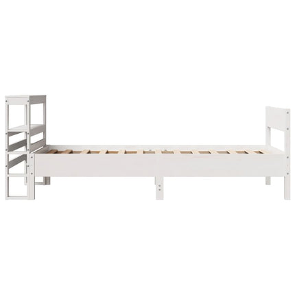 Letto senza Materasso Bianco 75x190 in Legno Massello di Pino